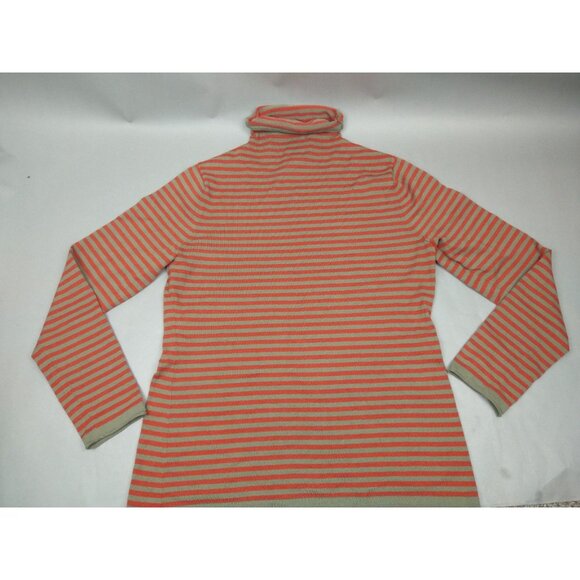 Duluth Trading L Turtleneck Striped Sweater Shirt Coolmax Long Sleeve Red Tan - Picture 6 of 7